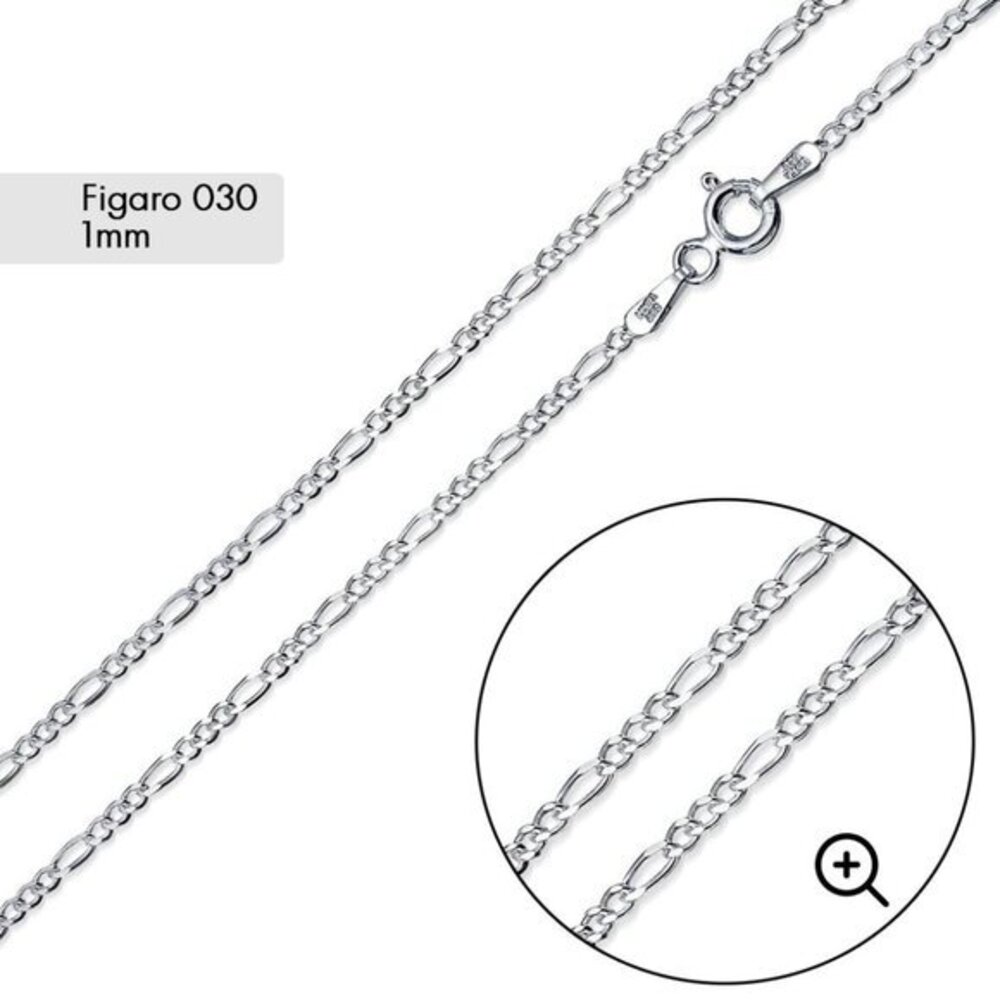 New Sterling Silver 1mm thin Figaro Chain 16 18 20 24  inches